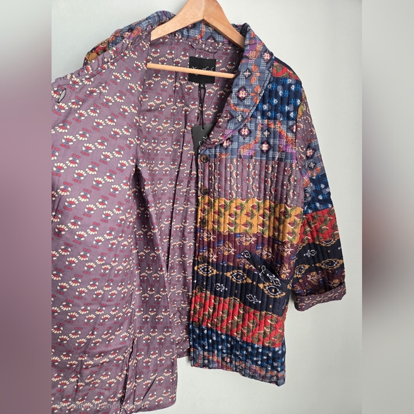 New YOUNG THREADS Colorful Patchwork Button-Up Quilted Jacket - Picture 4 of 8